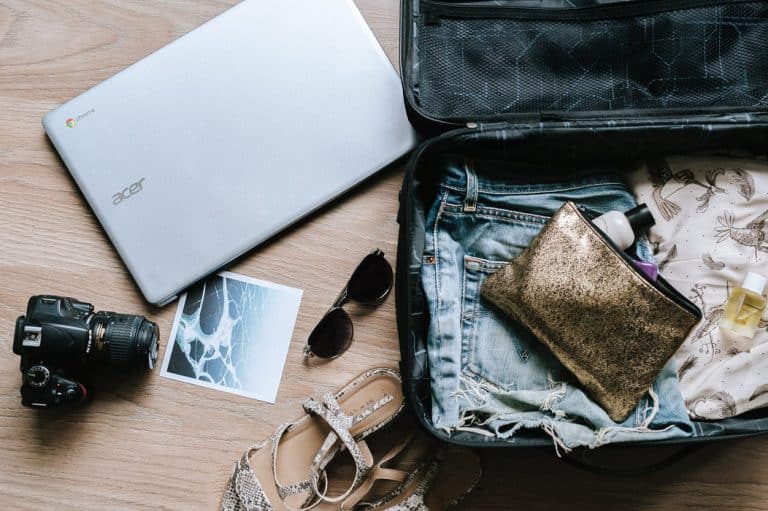 open luggage and contents